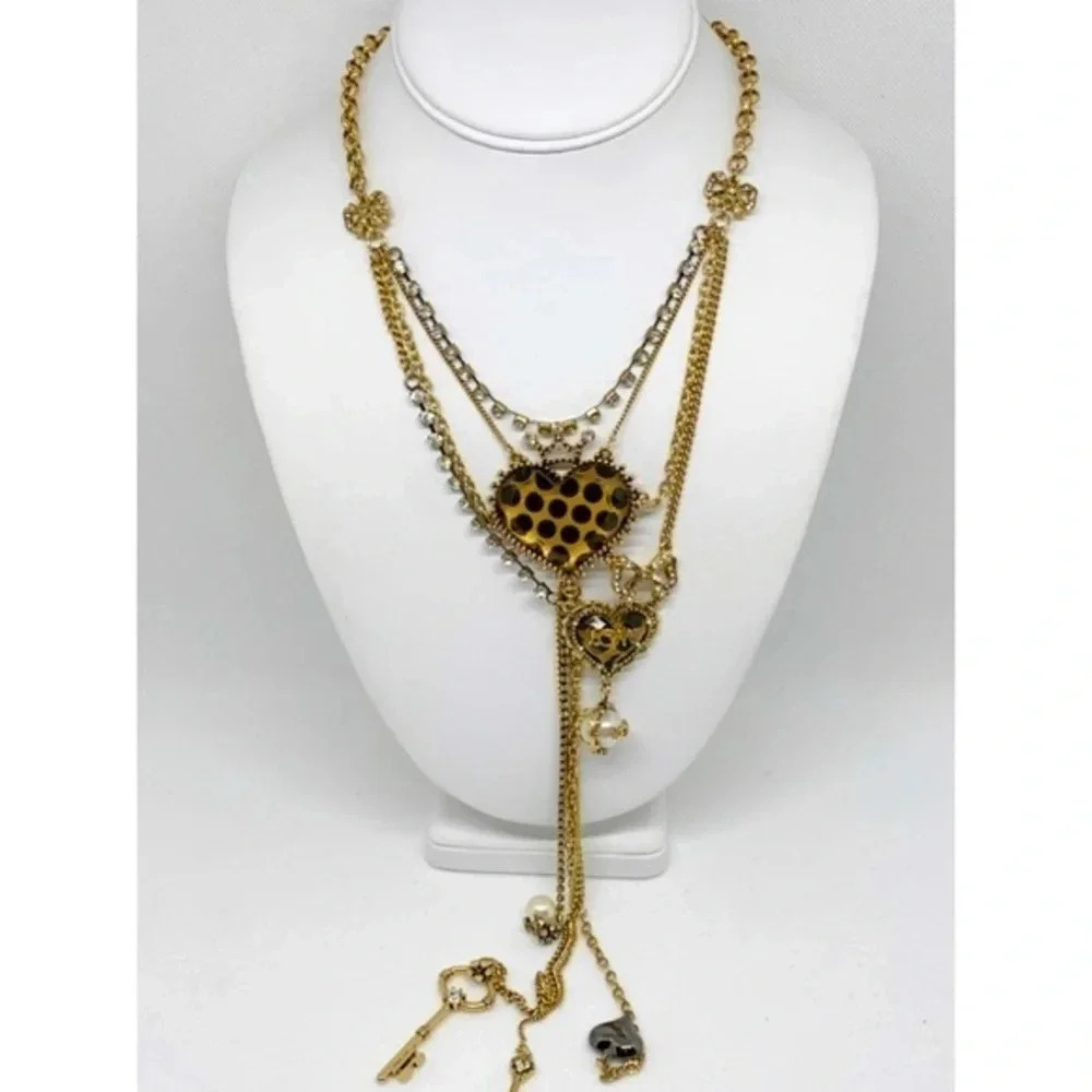 Betsey Johnson Dot Dot Dot Leopard Heart Necklace